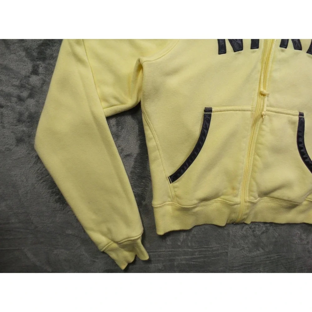 Nike Sweatshirt Womens Size M (8-10) Yellow Full Zip Hooded Pockets‎ Y2K Tag